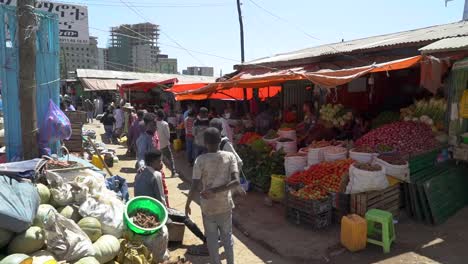 Verschiedene-Aufnahmen-Eines-Lokalen-Marktes-Am-Rande-Von-Addis-Abeba,-äthiopien