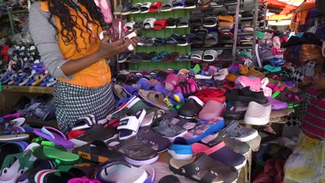 Shoe-Market-in-the-outskirts-of-Addis-Ababa,-Ethiopia