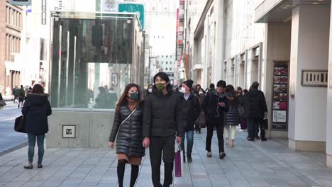 Street-Shots-of-Ginza-district-in-Tokyo-on-a-car-free-weekend,-Tokyo