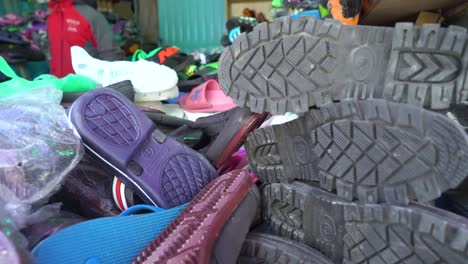 Shoe-Market-in-the-outskirts-of-Addis-Ababa,-Ethiopia