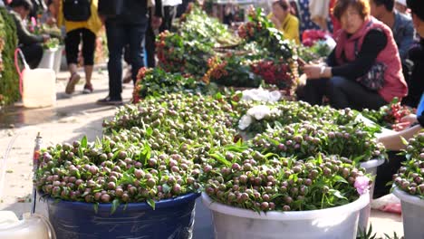 Kunming,-Yunnan,-China---1-De-Septiembre-De-2022:-Ambiente-De-Personas-En-El-Mercado-De-Flores-De-Kunming-Dounan