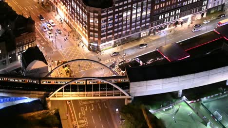 The-London-Overground-Approaching-the-Shoreditch-High-Street-Station,-London,-United-Kingdom