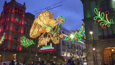 Static-shot-of-Christmas-neon-decoration-in-a-Mexican-town