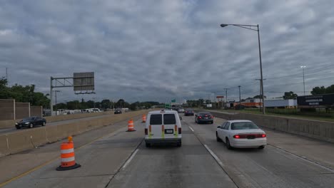 Pov:-truck-has-to-stop-on-the-highway-due-to-road-works