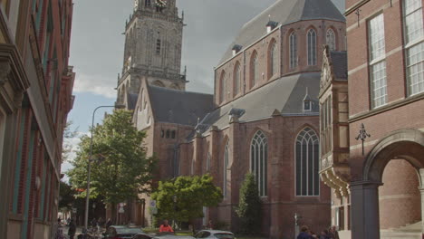 Wide-Tilt-up-of-Beautiful-Martini-Church-with-amazing-bell-tower-in-the-background