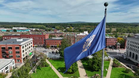 Bandera-Del-Estado-De-New-Hampshire,-Cámara-Lenta-Ondeando-En-La-Brisa