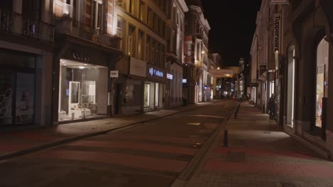 Vista-Estática-Del-Distrito-Comercial-De-Gante,-Bélgica-Por-La-Noche