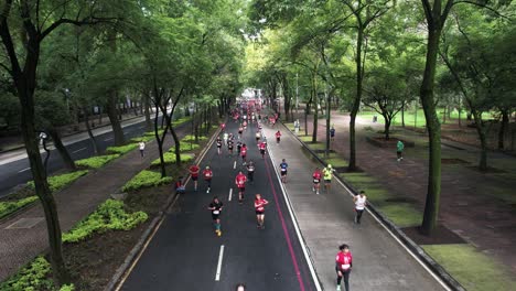 Toma-De-Drones-De-Los-Corredores-De-La-Maratón-De-La-Ciudad-De-México-Mientras-Corren-Por-La-Avenida-Paseo-De-La-Reforma