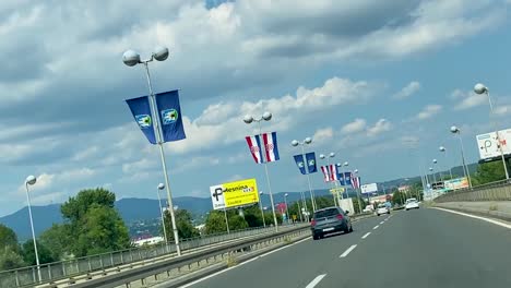 Entrando-En-La-Ciudad-Capital-De-Croacia-Zagreb-A-Través-Del-Puente-Jankomir-Desde-Un-Automóvil,-Sesión-Fotográfica-Manual