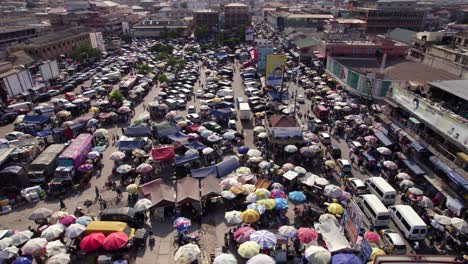 Antenne-Von-Accra-Ghana-Rawlings-Park-Geschäftstätigkeit-Tagsüber