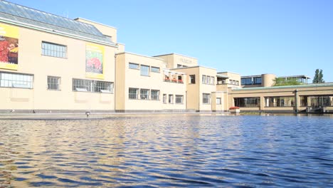 Reflection-on-the-pond-of-Museon,-The-Hague-municipality-museum