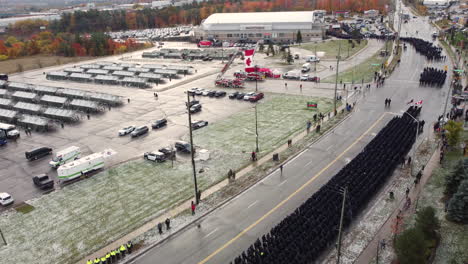 Police-Officers-Gather-And-Line-Up-In-Funeral-Procession-For-Slain-Constables-In-Barrie,-Ontario,-Canada