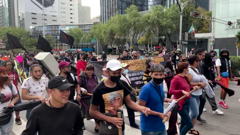 frontal-slow-motion-shot-of-student-strike-in-Mexico-city