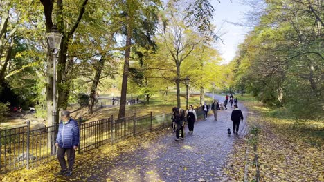 Parque-Público-Con-Gente-En-Berlín-En-Un-Hermoso-Día-En-La-Temporada-De-Otoño