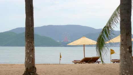 Sillas-De-Playa-Y-Sombrillas-En-El-Día-Soleado