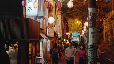 Callejón-De-Comida-Callejera-Japonesa-En-Shinjuku-Por-La-Noche