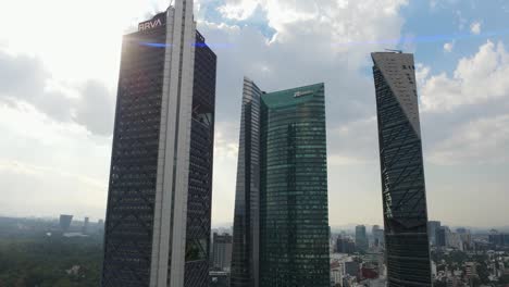 Aerial-view-of-financial-skyscraper-buildings-south-of-Mexico-City-on-Paseo-de-la-Reforma