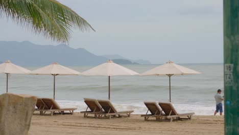 Beach-chairs-and-umbrellas-on-the-Sunny-day