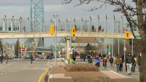 Blocked-streets-and-many-people-supporting-truckers-in-Freedom-Convoy