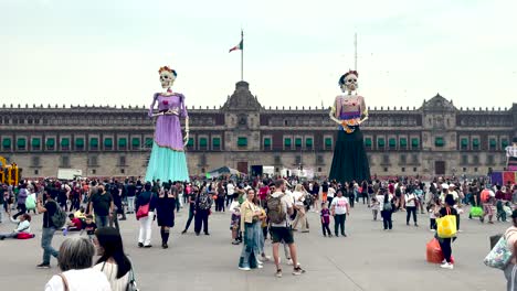 Schuss-Des-Eingangs-Zum-Zocalo-Von-Mexiko-stadt-Während-Dia-De-Muertos