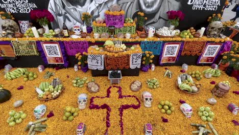 Shot-Of-Ofrenda-De-Dia-De-Muertos-Dedicated-To-Mexico-City