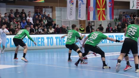 Partido-De-Balonmano,-Hombre,-Seha,-Europa,-Gol-De-Puntuación-Del-Jugador