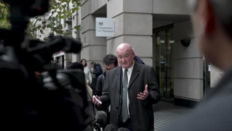 24-November-2022---RMT-General-Secretary-Mick-Lynch-Speaking-To-Press-Outside-Department-For-Transport-After-Strike-Talks