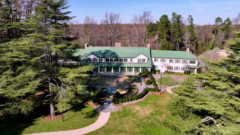 reynolda-house-aerial-pullout-in-winston-salem-nc,-north-carolina