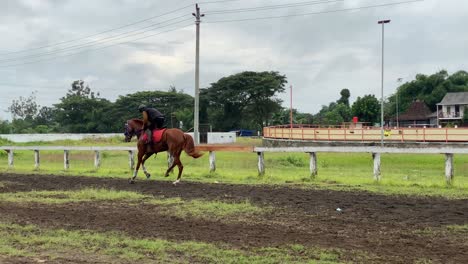 Los-Jinetes-Están-Entrenando-A-Sus-Caballos-Para-Prepararse-Para-Las-Carreras-De-Caballos-En-La-Pista