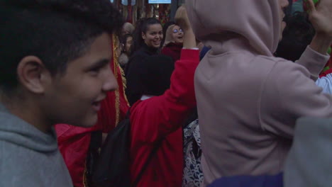 Morrocan-girls-fans-celebrating-football-victory-in-Casablanca-Morocco