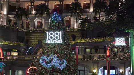 Christmas-Decorations-in-1881-Heritage,-Historical-Building-in-Tsim-Sha-Tsui,-Hong-Kong