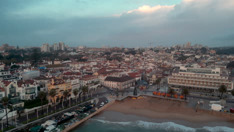 Panorama-aerial-view-Cascais-Portugal-sunrise