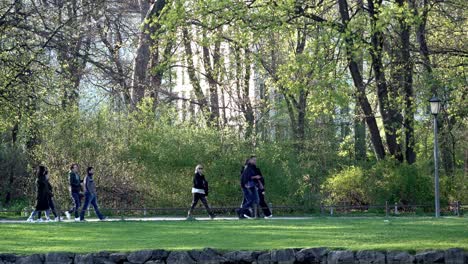 La-Gente-Está-Caminando-En-El-Jardín-Inglés-En-Munich