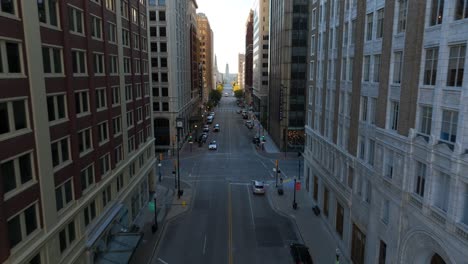 Aerial-of-downtown-Tulsa-OK-street