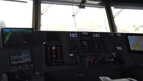 Fantastic-cinematic-shot-of-radar-and-other-navigation-and-control-instruments-of-the-maritime-patrol-of-the-national-customs-police