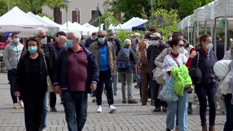 Menschen,-Die-Während-Eines-Rundgangs-Auf-Dem-Jährlichen-Blumenmarkt-Noch-Gesichtsmasken-Tragen