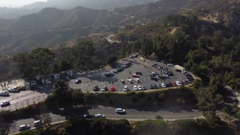 AERIAL:-Drone-shot-of-people-in-the-Hollywood-hills