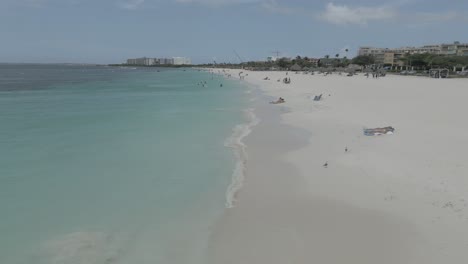 AERIAL:-Drone-shot-along-the-beach-in-Aruba