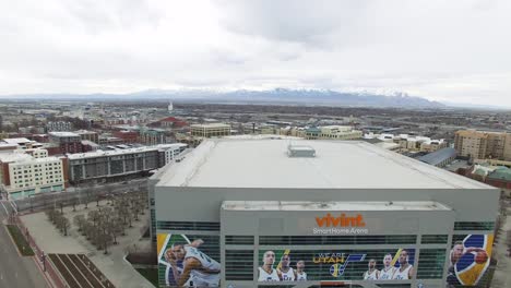 Vista-Aérea-De-Vivint-Arena,-Hogar-Del-Jazz-De-Utah