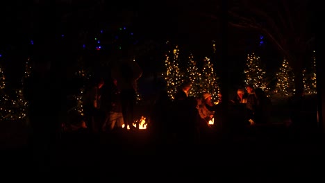 Las-Familias-Se-Reúnen-Alrededor-De-Una-Hoguera-En-Un-Parque-En-La-Temporada-Navideña-Por-La-Noche