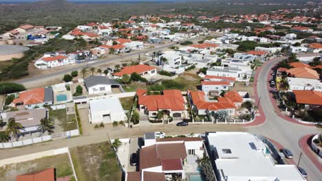 AERIAL:-Drone-shot-of-a-luxury-neighborhood-in-Aruba