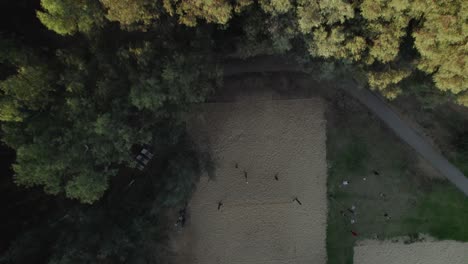 De-Arriba-Hacia-Abajo-Revelan-Sobre-Los-árboles-De-Personas-Jugando-Puccivelli-En-El-Parque-Nacional-De-Ramat-Gan-#009