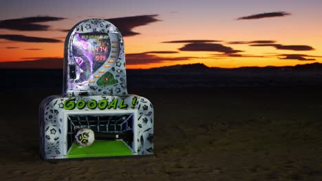 Football-arcade-machine-on-the-beach-in-fair