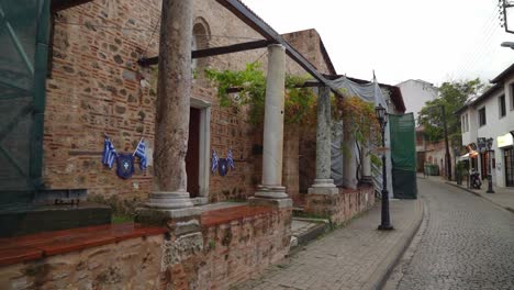 Columns-near-the-Entrance-in-Old-Byzantine-Cathedral-in-Veria-or-Veroia,-historically-also-spelled-Berea