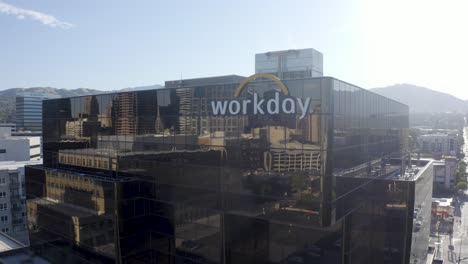 Aerial-view-of-the-Workday-HQ-in-Salt-Lake-City,-Utah