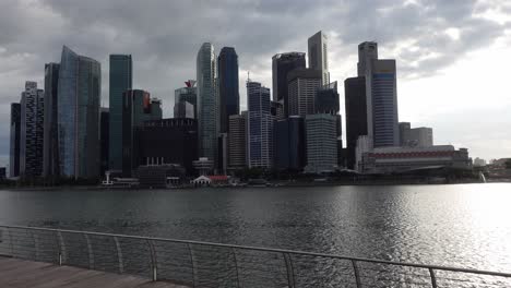 Paisaje-Urbano-Del-Centro-De-Singapur-Con-Skyscapers,-Establecimiento-De-Tiro