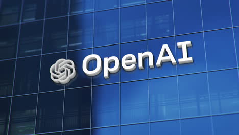 Animación-3d-Del-Logo-De-Openai-En-Edificio-Corporativo