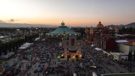 Our-Lady-of-Guadalupe-Pilgrimage-tour,-pilgrims-will-spend-a-day-at-the-Shrine,-Patroness-of-the-Americas---Aerial-view