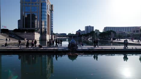 Aerial-establishing-shot-of-a-damaged-boat-art-composition-at-the-Zone-Atristique-Temporaire