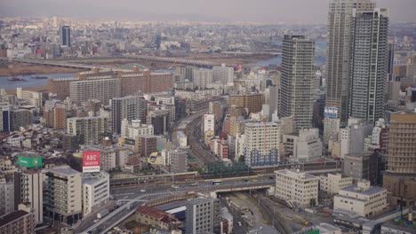 Establishing-Shot-of-Kita-Ward-of-Umeda,-Osaka-Japan